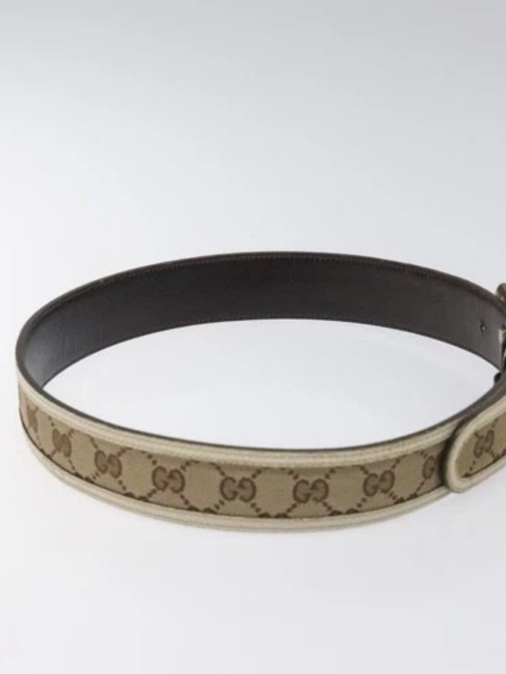 GUCCI GG Canvas Belt 35.4" Beige 114876 Auth hk2325 - Picture 5 of 10